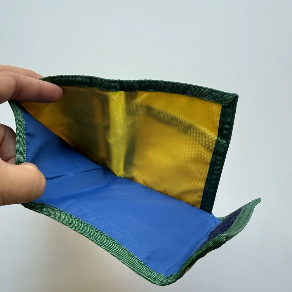Vintage 1980s‎ HOBIE Logo Sailboat Nylon Tri-Fold Wallet Yellow Green Surf Ocean